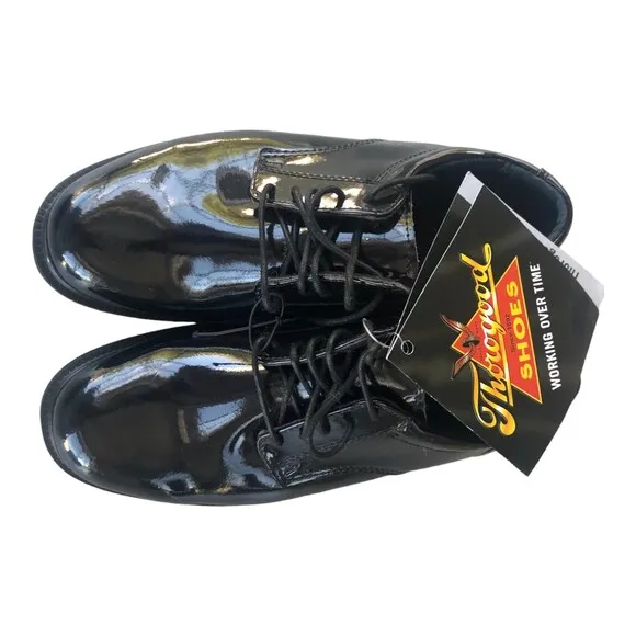 Thorogood Men’s Black Patent Leather ISO 9001 Certified No Slip Work Shoes 8M