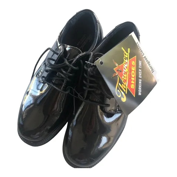 Thorogood Men’s Black Patent Leather ISO 9001 Certified No Slip Work Shoes 8M