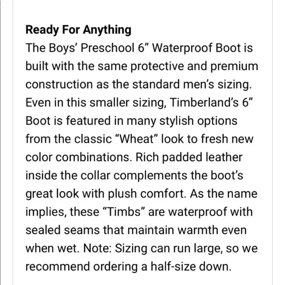Timberland 6&quot; Premium Black Suede Waterproof Boots • Size 1
