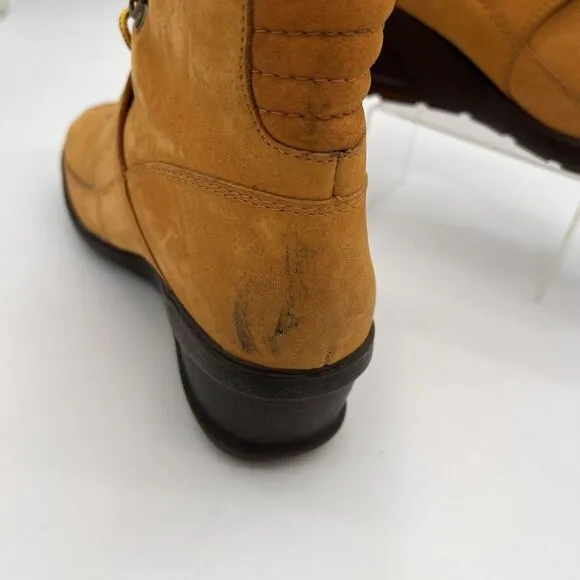 Timberland Amston Women Boots 8 Med Wheat Nubuck Leather Gum Wedge‎ Shoes Straps