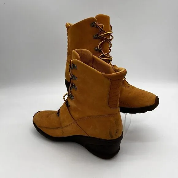 Timberland Amston Women Boots 8 Med Wheat Nubuck Leather Gum Wedge‎ Shoes Straps