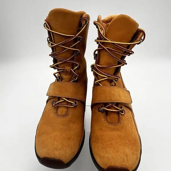 Timberland Amston Women Boots 8 Med Wheat Nubuck Leather Gum Wedge‎ Shoes Straps