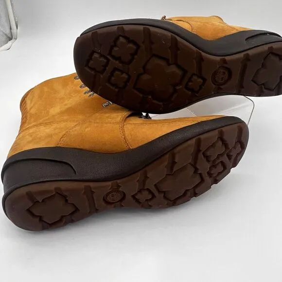 Timberland Amston Women Boots 8 Med Wheat Nubuck Leather Gum Wedge‎ Shoes Straps
