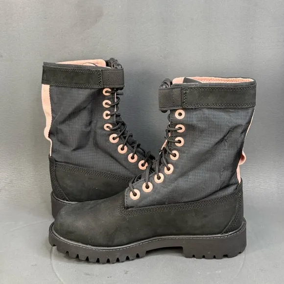 Timberland Boots Gaiter Combat Mid Calf Black Leather Lace youth girls size 3.5