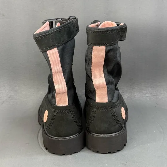 Timberland Boots Gaiter Combat Mid Calf Black Leather Lace youth girls size 3.5