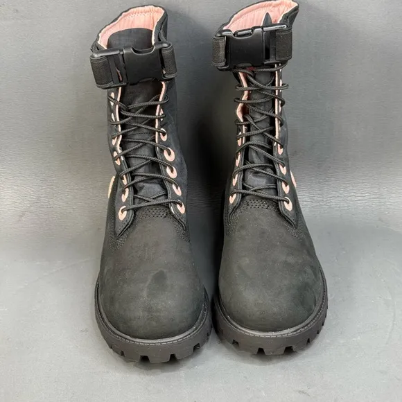 Timberland Boots Gaiter Combat Mid Calf Black Leather Lace youth girls size 3.5