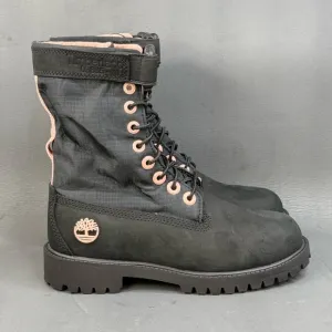 Timberland Boots Gaiter Combat Mid Calf Black Leather Lace youth girls size 3.5