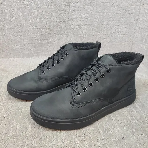 Timberland Davis Square Men's Size 7.5 Black Leather Warm Lined Waterproof Boots