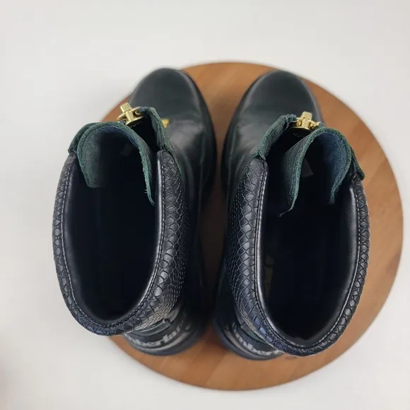 Timberland Everleigh Boot Front Zip Mid Boots Green Leather Womens 7.5 Platform