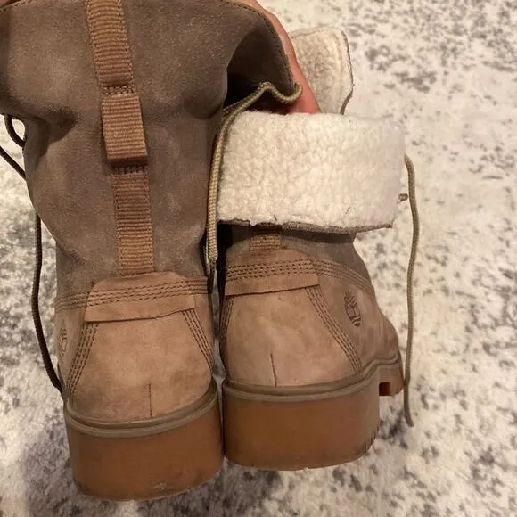 TIMBERLAND JAYNE WATERPROOF FLEECE FOLD-DOWN BOOTS SIZE 8 EUC