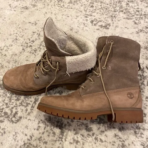 TIMBERLAND JAYNE WATERPROOF FLEECE FOLD-DOWN BOOTS SIZE 8 EUC