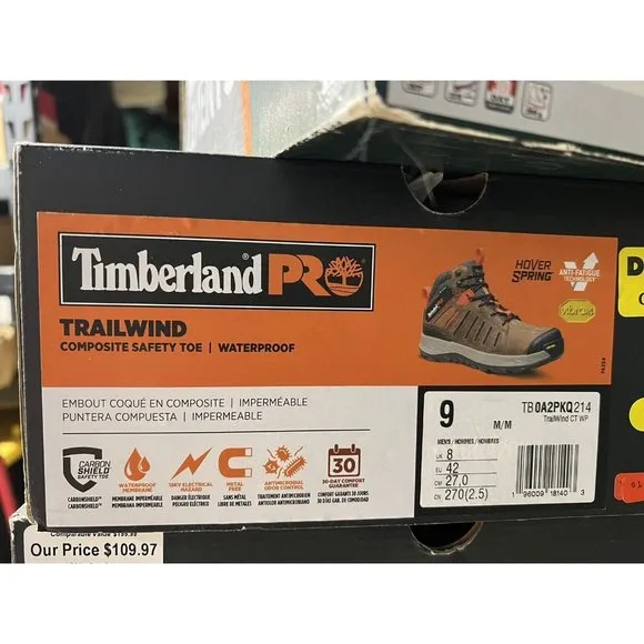 TIMBERLAND MEN'S PRO® WATERPROOF TRAILWIND SAFETY‎ TOE Brown/Red TB0A2PKQ214