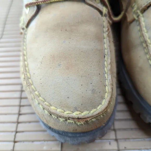 Timberland men's sz 8 Moccasin toe Paracord lace work, hike hunting boots. Some