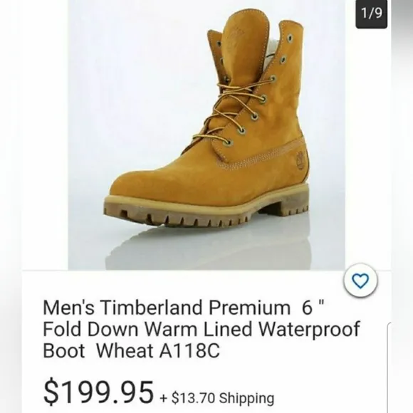 Timberland Nubuck Men's Fold-Down Waterproof Wheat Boots Size 11