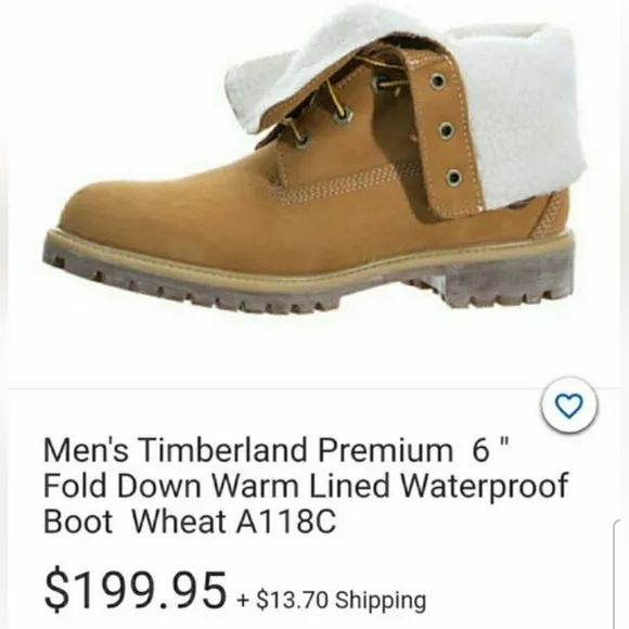 Timberland Nubuck Men's Fold-Down Waterproof Wheat Boots Size 11