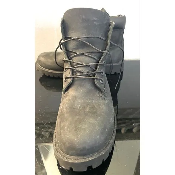 Timberland Premium Junior Waterproof Black Nubuck Boots - Size 6 Medium