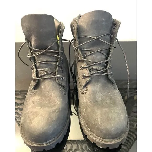 Timberland Premium Junior Waterproof Black Nubuck Boots - Size 6 Medium