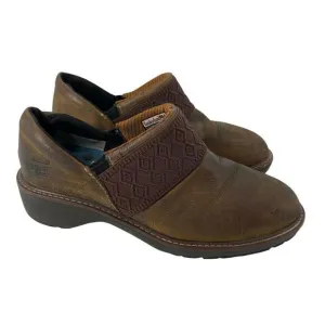 Timberland Pro Alloy Toe Anti Fatigue Shoes Brown Leather Womens Size 8 ESD Mule