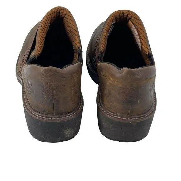 Timberland Pro Alloy Toe Anti Fatigue Shoes Brown Leather Womens Size 8 ESD Mule