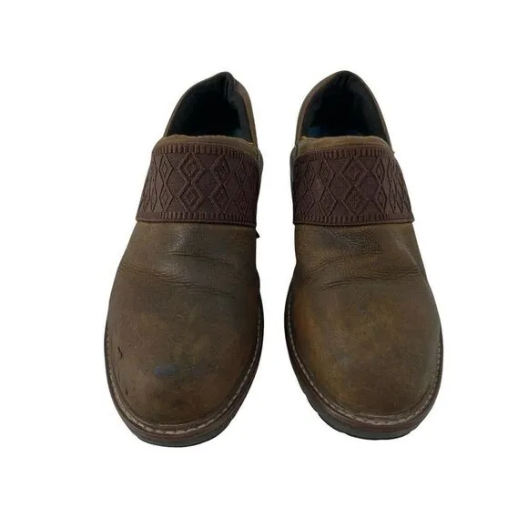 Timberland Pro Alloy Toe Anti Fatigue Shoes Brown Leather Womens Size 8 ESD Mule
