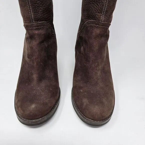 Timberland Stratham Heights Boots Size 8.5 Brown Leather Waterproof Tall