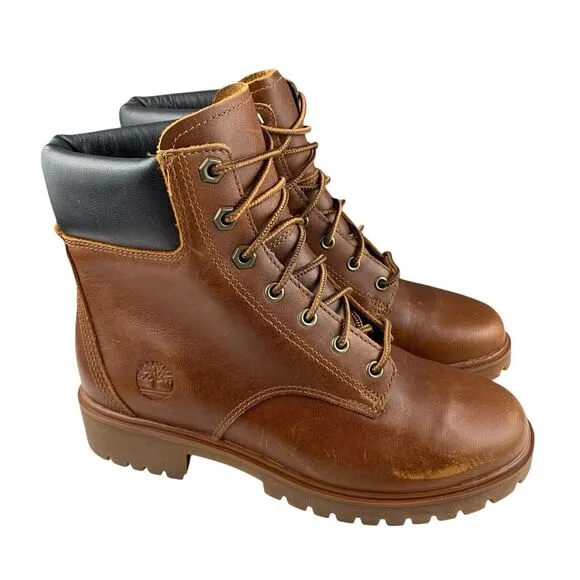 Timberland Women's Ankle Boots 5.5 Brown Leather Distressed Waterproof Lace Up