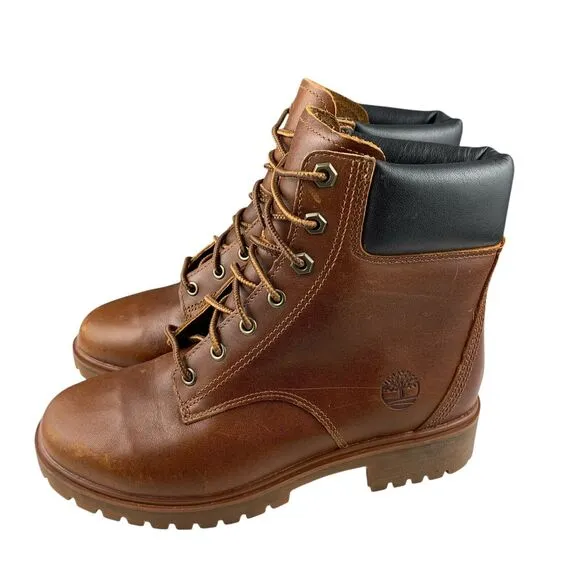 Timberland Women's Ankle Boots 5.5 Brown Leather Distressed Waterproof Lace Up