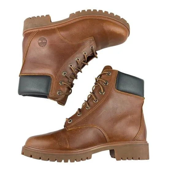 Timberland Women's Ankle Boots 5.5 Brown Leather Distressed Waterproof Lace Up