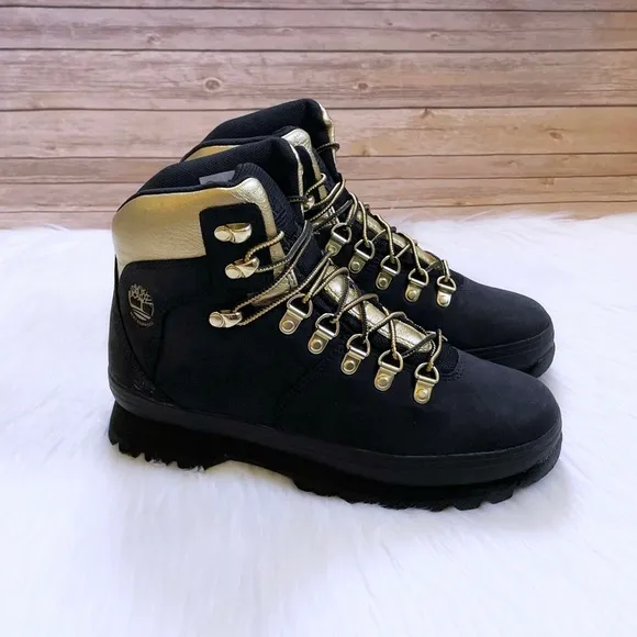 Timberland Women’s Euro Hiker Waterproof Black And Gold Boots