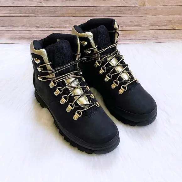 Timberland Women’s Euro Hiker Waterproof Black And Gold Boots