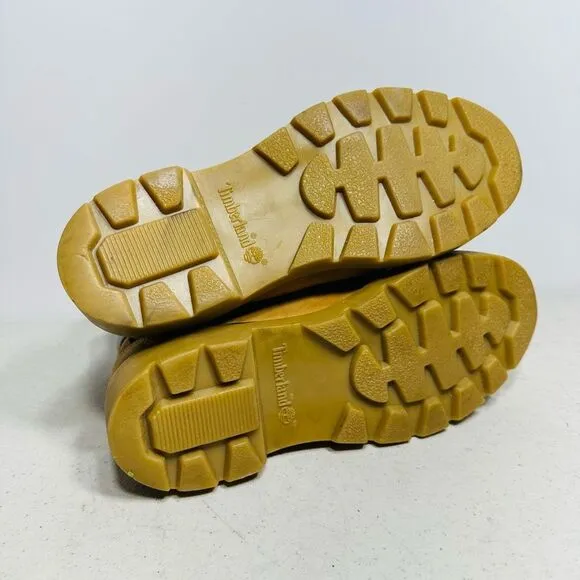 TIMBERLAND Boys Leather Hiking Field BOOTS Wheat Nubuck Size 4M Waterproof