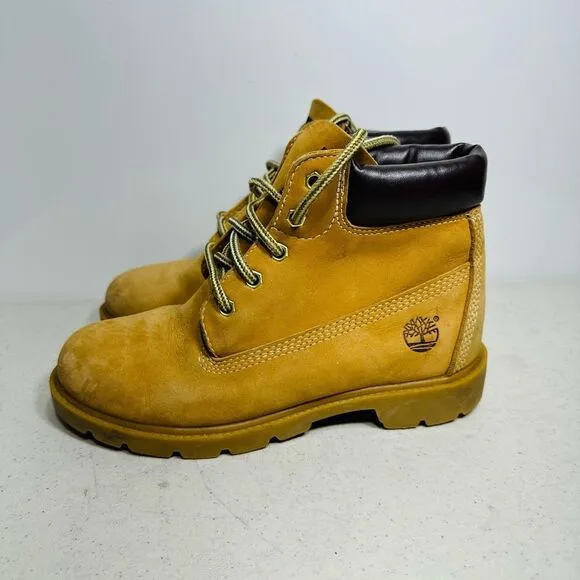TIMBERLAND Boys Leather Hiking Field BOOTS Wheat Nubuck Size 4M Waterproof
