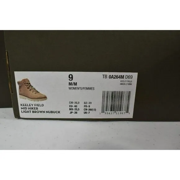 Timberland Womens Size 9 Keeley Field Mid Hiker Light Brown Nubuck Boots Shoes