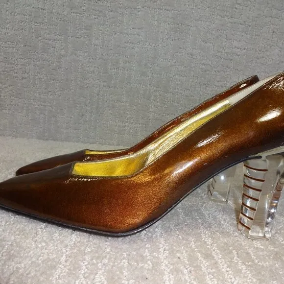 TIMOTHY Hitsman Women's Size 10 N Brown Patent Leather Heeled Shoes