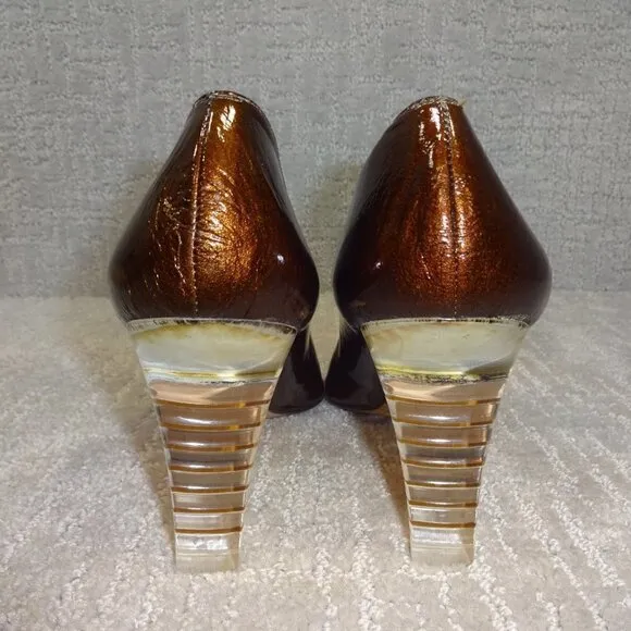 TIMOTHY Hitsman Women's Size 10 N Brown Patent Leather Heeled Shoes