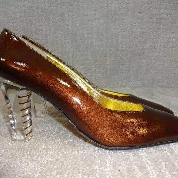 TIMOTHY Hitsman Women's Size 10 N Brown Patent Leather Heeled Shoes