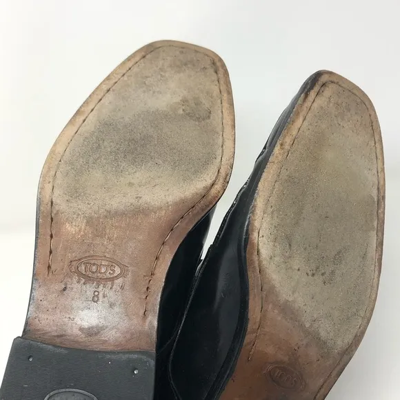 Tod’s 8 mens dress shoes black patent 0265 leather squared toe