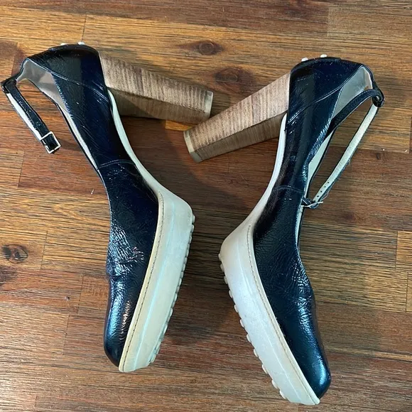 Tod’s Black‎ Patent Leather Pumps Heels with Ankle Buckle - 10.5