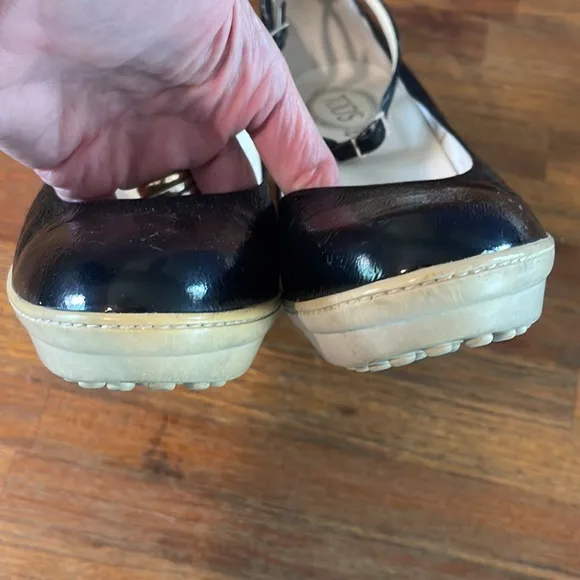 Tod’s Black‎ Patent Leather Pumps Heels with Ankle Buckle - 10.5