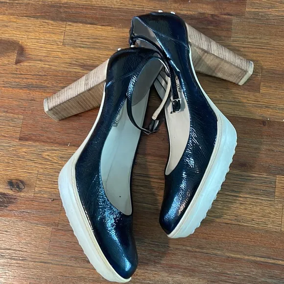 Tod’s Black‎ Patent Leather Pumps Heels with Ankle Buckle - 10.5