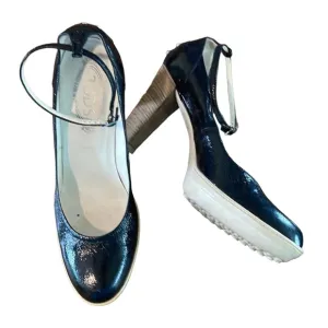 Tod’s Black‎ Patent Leather Pumps Heels with Ankle Buckle - 10.5