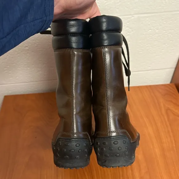 Tod’s Mid Calf Brown and Black Leather Lace Up Boots Size 7.5 37.5 Designer