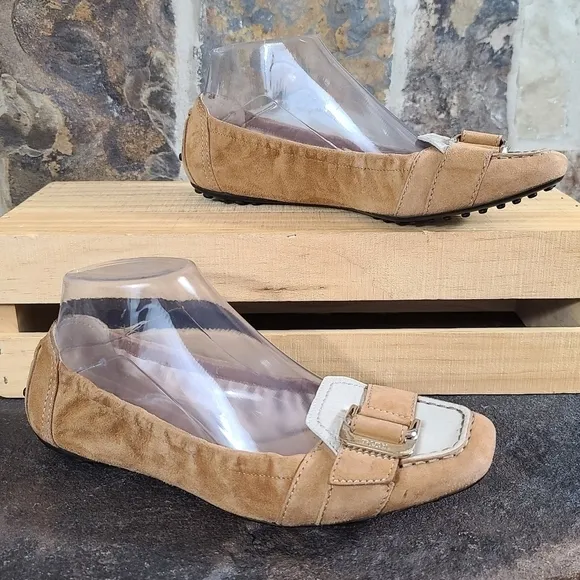 TOD'S Suede Patent Leather Ballet Flats 6.5