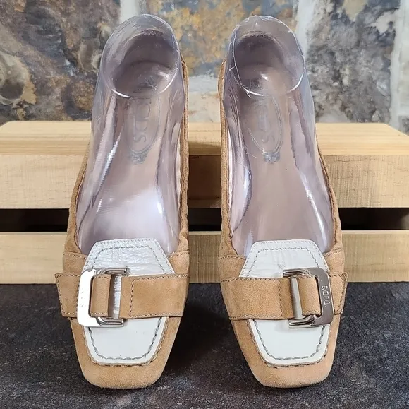 TOD'S Suede Patent Leather Ballet Flats 6.5
