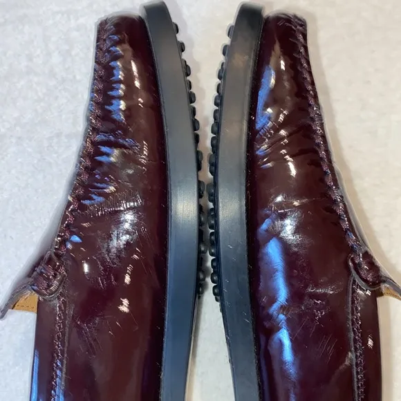 Tod’s wine oxblood burgundy patent leather rubber sole driving shoe Sz 39.5
