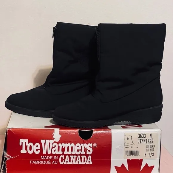 Toe Warmers Women's Jennifer Waterproof Mid Calf Boots | 3633 |‎ Black Size:8.5N