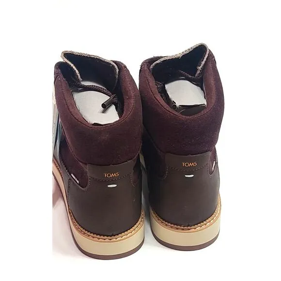 TOMS mesa waterproof Forest Brown Oiled Nubuck Suede Boots women's size 7.5