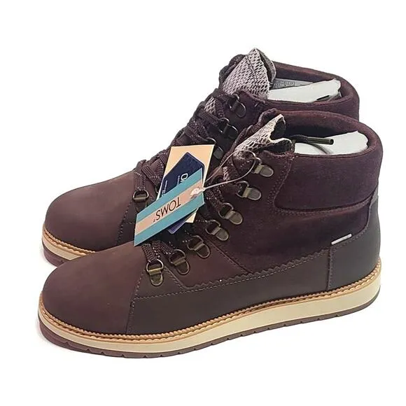 TOMS mesa waterproof Forest Brown Oiled Nubuck Suede Boots women's size 7.5