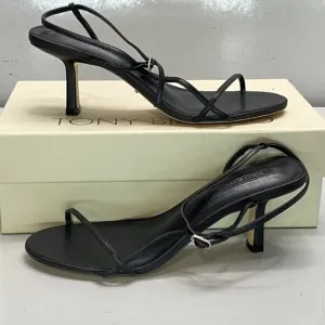Tony Bianco Caprice Heeled Sandals – Women’s Size 7.5W – Black Kid Leather –