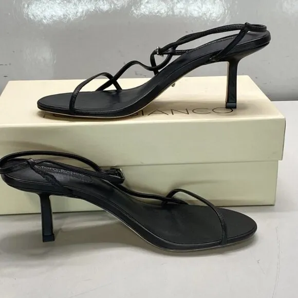 Tony Bianco Caprice Heeled Sandals – Women’s Size 7.5W – Black Kid Leather –
